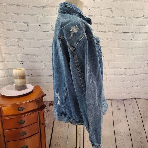 UNBRANDED Long Sleeve Distressed Jean Denim Jacket - Picture 6 of 12